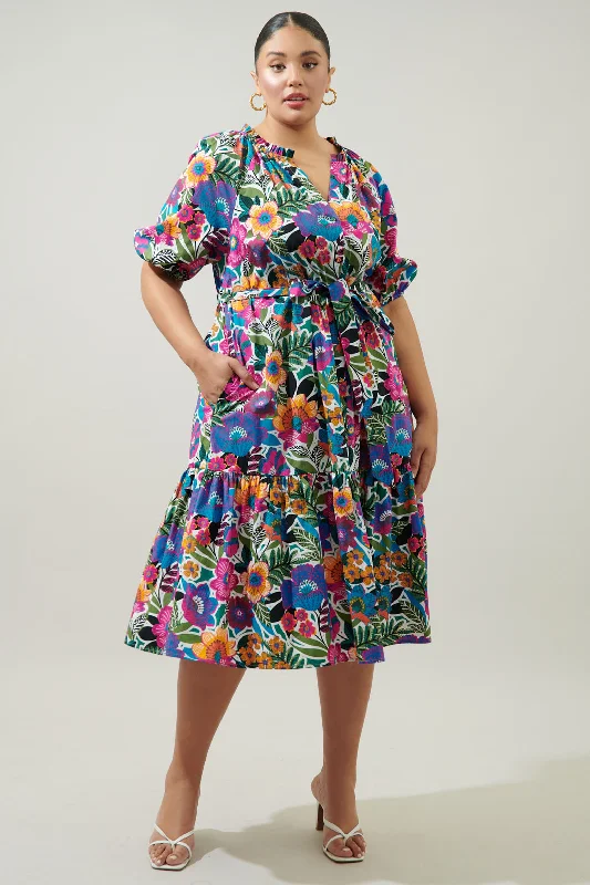 Midi dresses with abstract art prints for an artistic statement Santa Elena Wynette Tiered Midi Dres Curve Midi dresses with abstract art prints for an artistic statement Santa Elena Wynette Tiered Midi Dres Curve