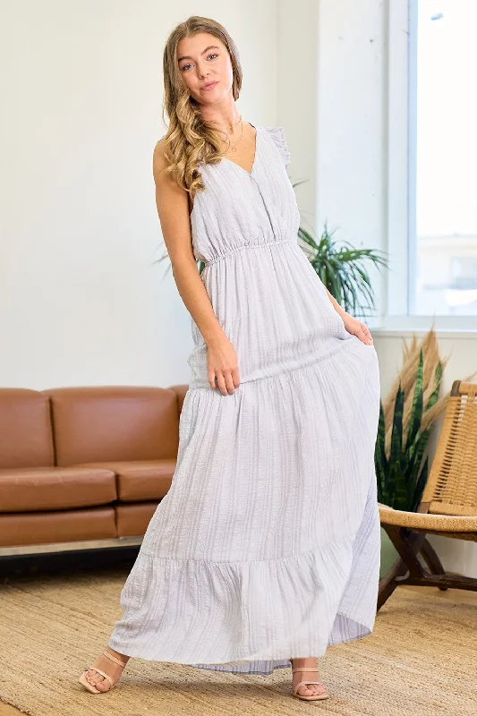Wedding dresses with a belt made of crystals​ Sleeveless Surplice Tiered Maxi Dress
