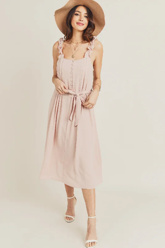 Mermaid silhouette wedding dresses with lace appliques Sleeveless Ruffle Strap Midi Dress Mermaid silhouette wedding dresses with lace appliques Sleeveless Ruffle Strap Midi Dress
