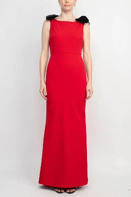 Wedding dresses with a lace - trimmed veil attachment Alberto Makali AMK185420 Boat Neck Sleeveless Bow Shoulder Detail Zipper Back Solid Bodycon Scuba Dress Wedding dresses with a lace - trimmed veil attachment Alberto Makali AMK185420 Boat Neck Sleeveless Bow Shoulder Detail Zipper Back Solid Bodycon Scuba Dress