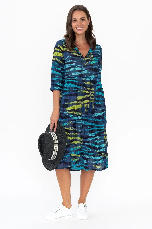 Mini dresses with tassel accents for a fun touch Milana Blue Foliage Crinkle Cotton Dress Mini dresses with tassel accents for a fun touch Milana Blue Foliage Crinkle Cotton Dress