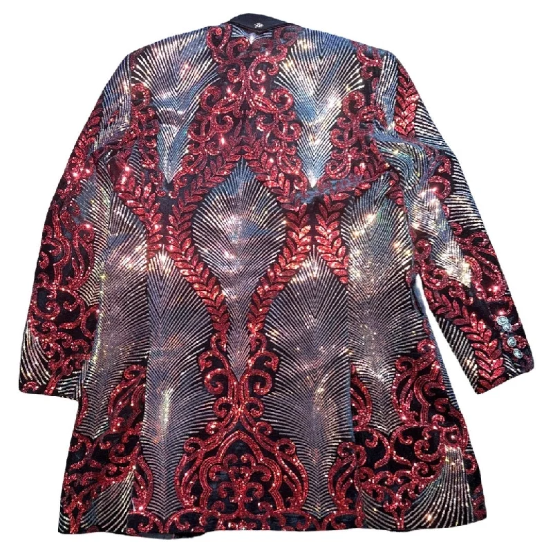 Angelino Red Sequin Double Breasted 3/4 Long Coat