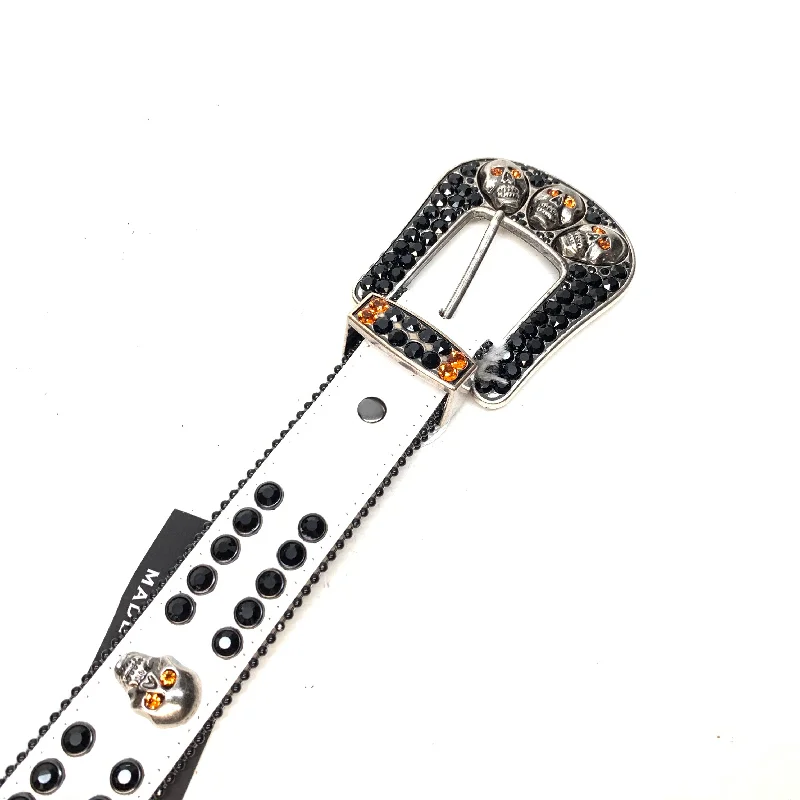 b.b. Simon White Black Skull Double Row Crystal Belt