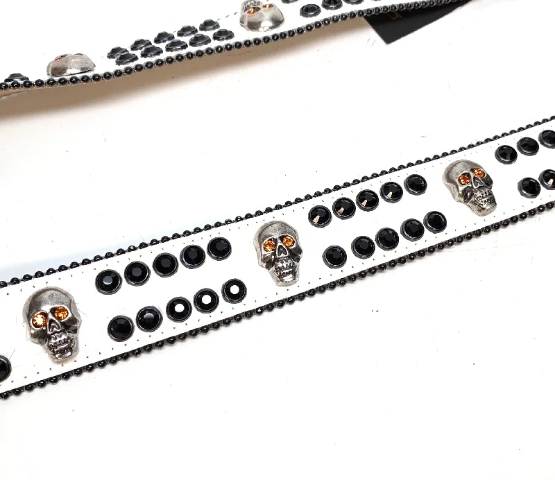 b.b. Simon White Black Skull Double Row Crystal Belt