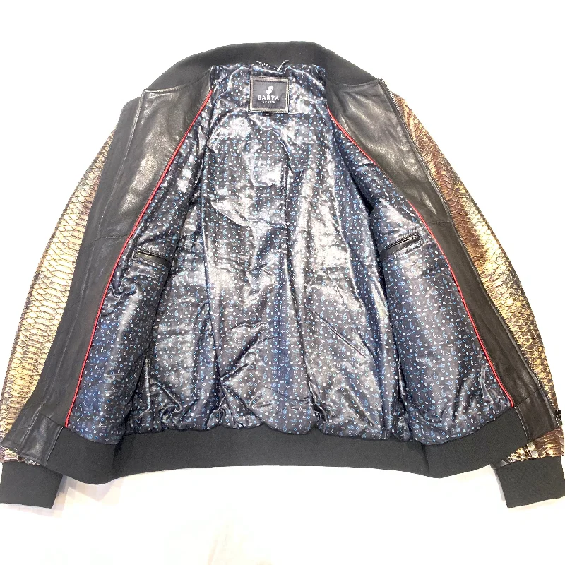 Barya NewYork Metallic Gold Python Bomber Jacket