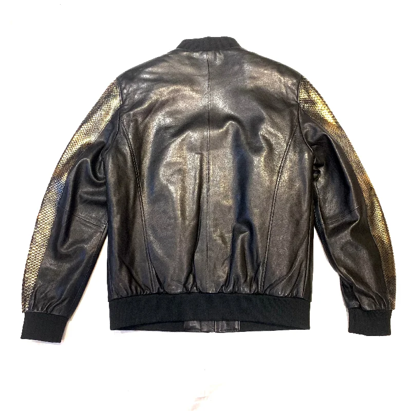 Barya NewYork Metallic Gold Python Bomber Jacket