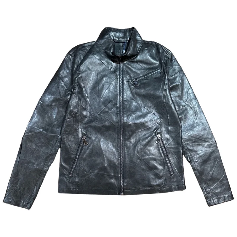 Barya NewYork Black Distressed Lambskin Biker Jacket