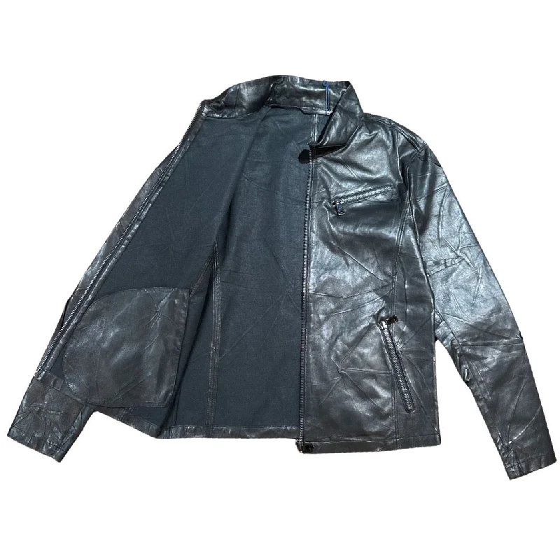 Barya NewYork Black Distressed Lambskin Biker Jacket