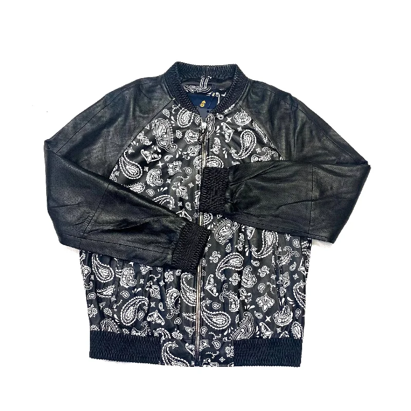 Barya NewYork Black Paisley Lambskin Bomber Jacket