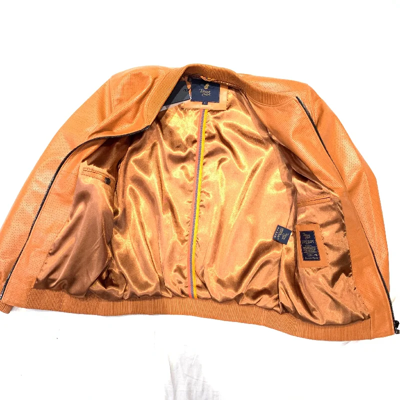 Barya NewYork Burnt Orange Perforated Lambskin Bomber Jacket