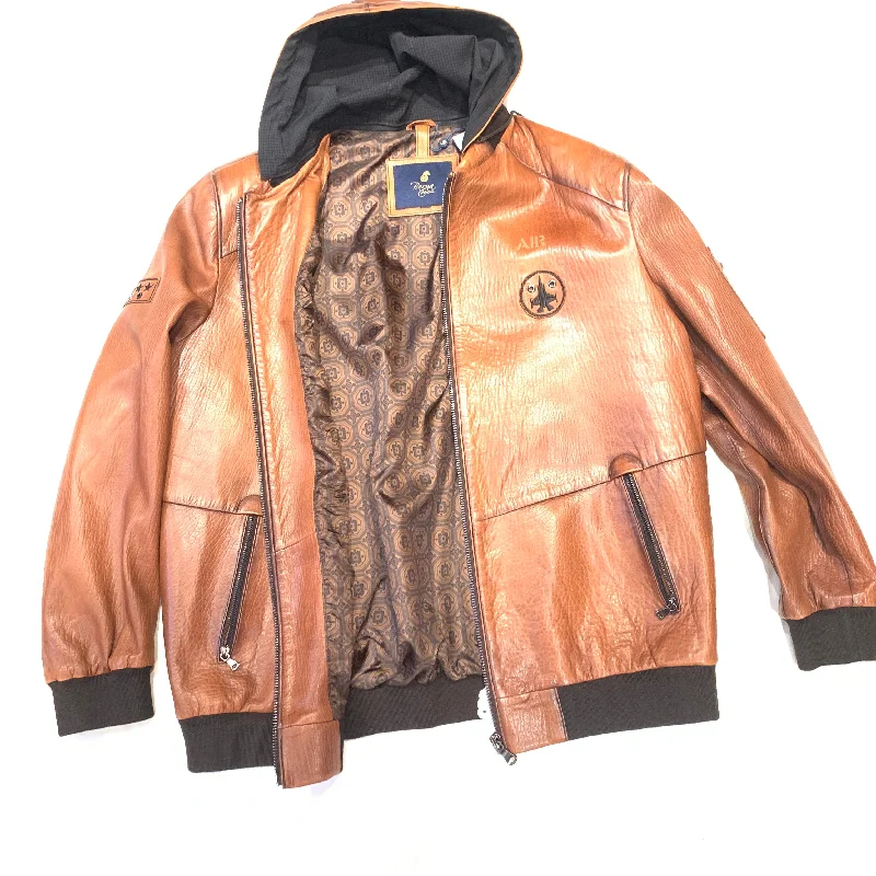 Barya NewYork MA1 Whiskey Lambskin Hooded Flight Jacket