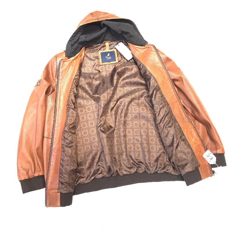 Barya NewYork MA1 Whiskey Lambskin Hooded Flight Jacket