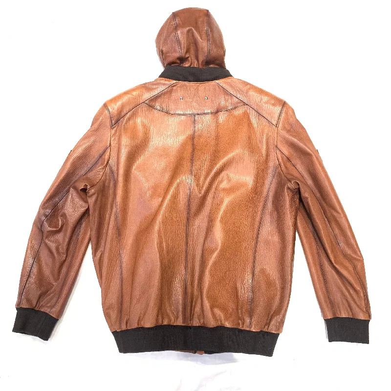 Barya NewYork MA1 Whiskey Lambskin Hooded Flight Jacket