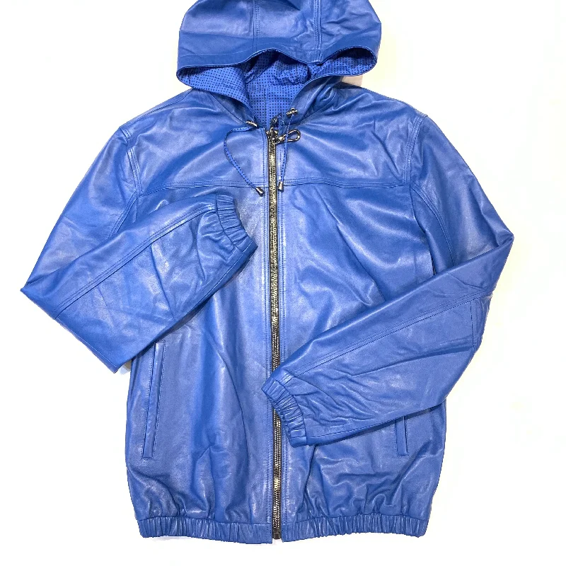 Barya NewYork Royal Blue Reversible Lambskin Hoodie Jacket