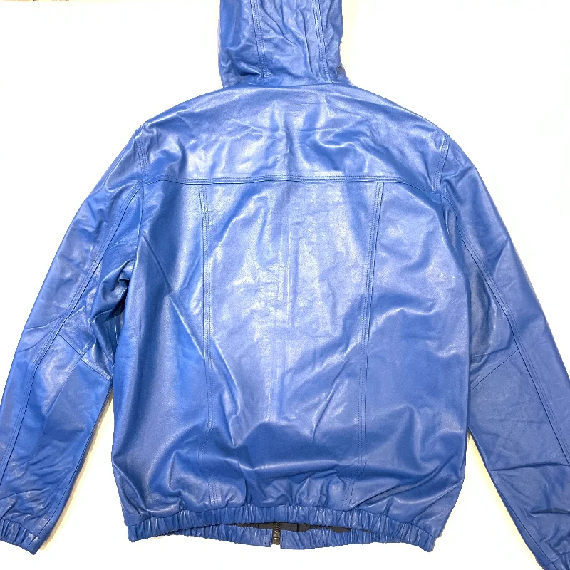 Barya NewYork Royal Blue Reversible Lambskin Hoodie Jacket