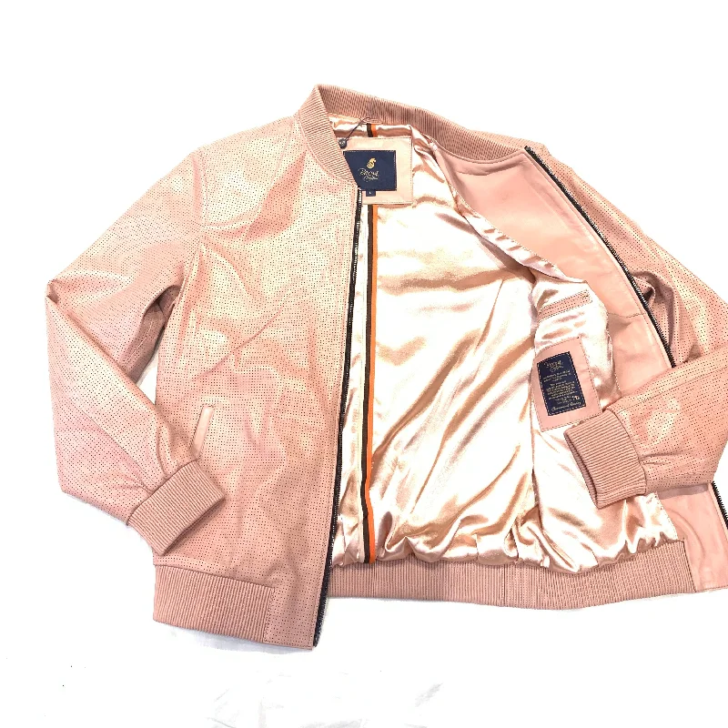 Kashani Salmon Perforated Lambskin Bomber Jacket