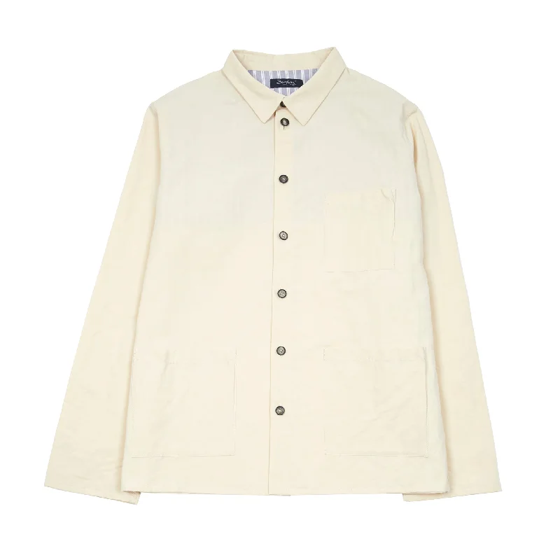 Bergfabel Worker Shirt Cotton/Linen Overshirt in Almond