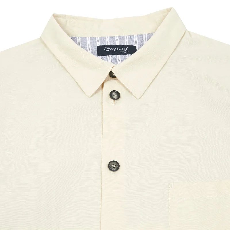 Bergfabel Worker Shirt Cotton/Linen Overshirt in Almond