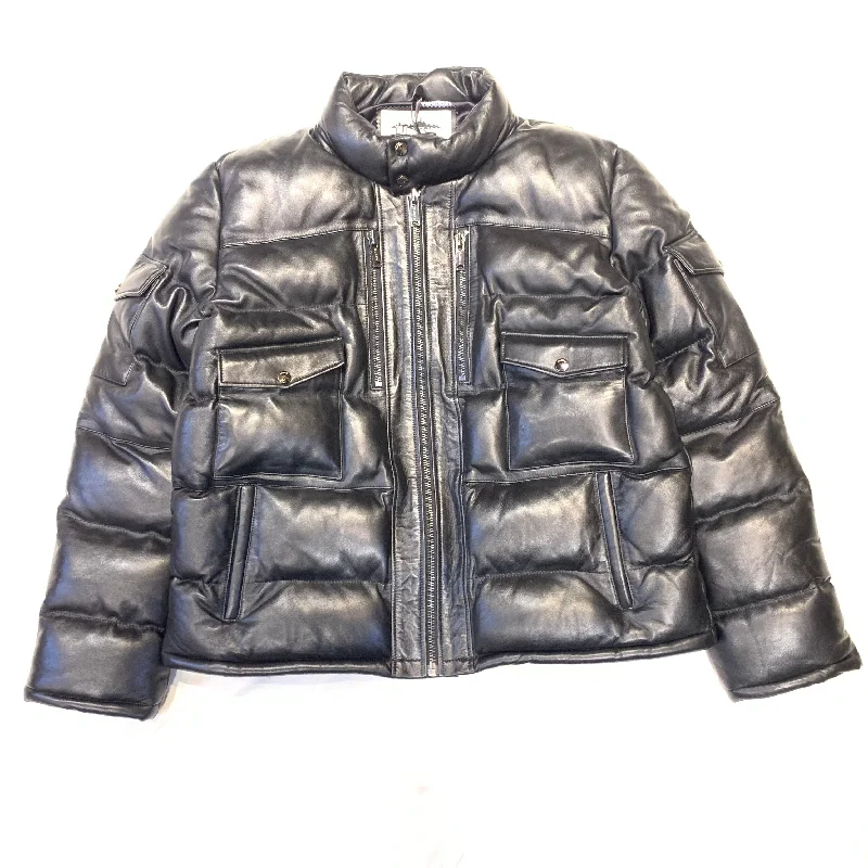 Daniels Leather Black Lambskin Quilted Puffer Bomber Jacket