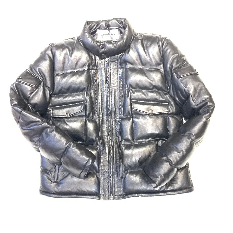 Daniels Leather Black Lambskin Quilted Puffer Bomber Jacket