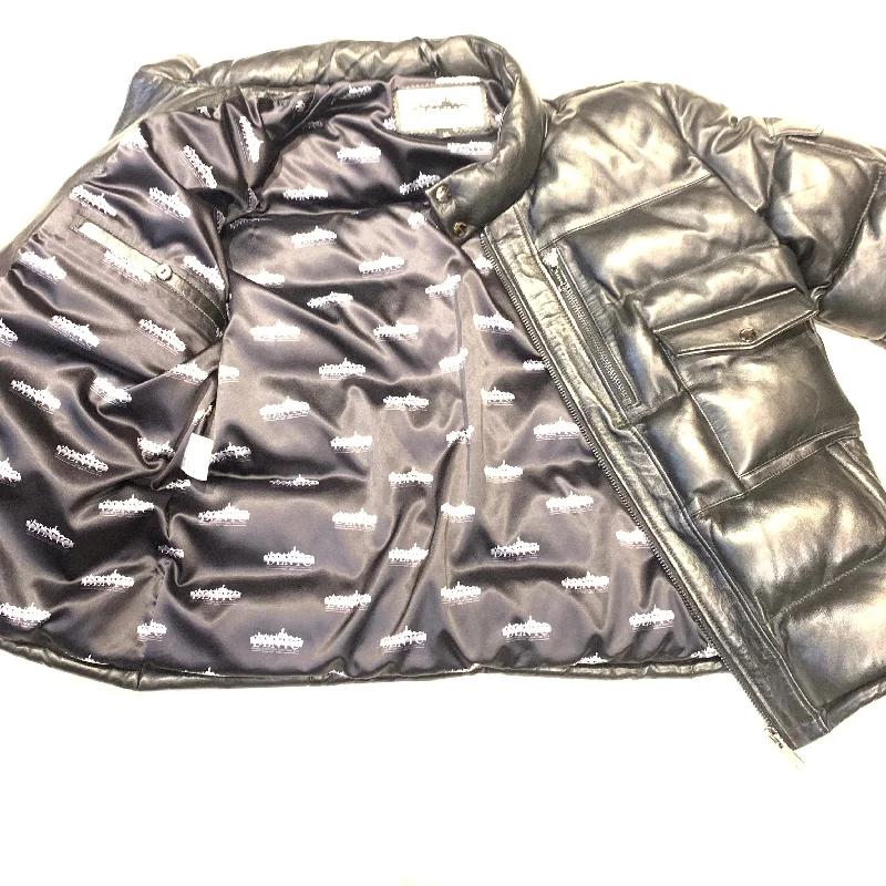 Daniels Leather Black Lambskin Quilted Puffer Bomber Jacket