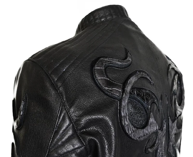 Kashani Orion Stingray/Calf/Gator Leather Biker Jacket