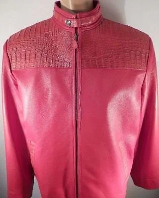 G-Gator Candy Red Crocodile Biker Jacket