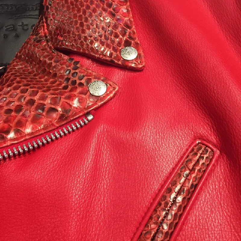 G-Gator Candy Red Diamond Back Python Biker Jacket