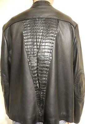 G-Gator Jet Black Adult Crocodile Biker Jacket