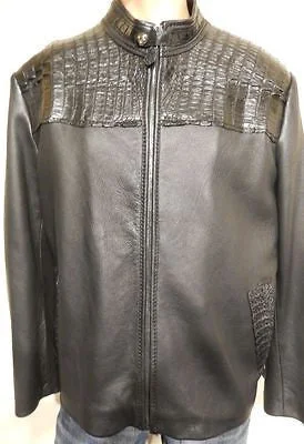 G-Gator Jet Black Adult Crocodile Biker Jacket