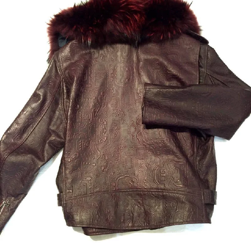 G-Gator Wine Coyote Lambskin Biker Jacket