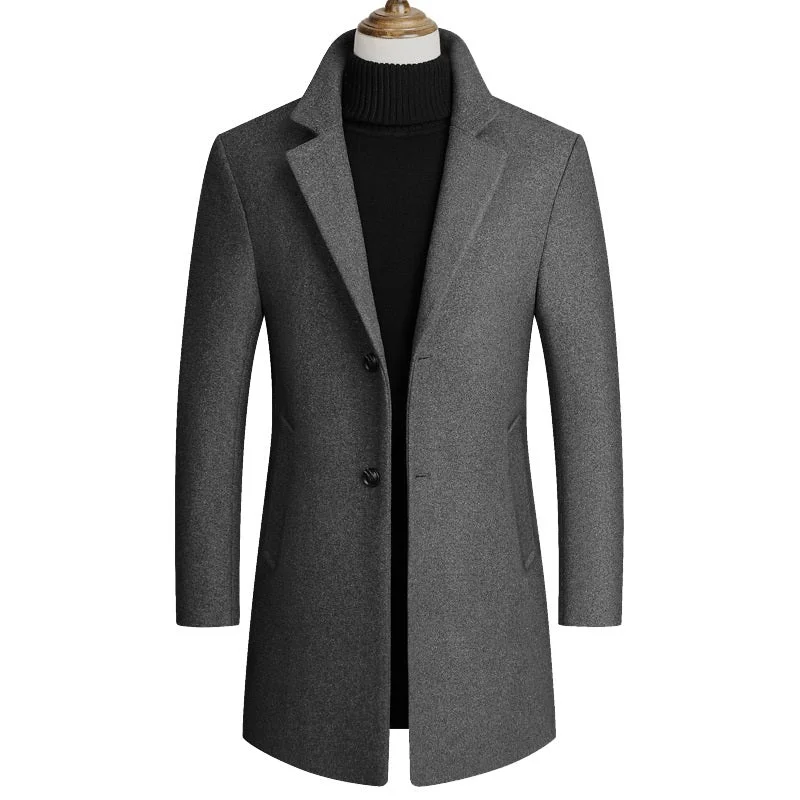 Gentleman Thick Turn-Down Wool Pea Coat #002