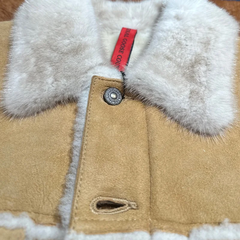 Goose Country Camel Mink Collar Shearling Coat