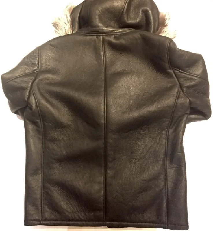 Jakewood Biker Shearling Jacket w/ Silver Fox Trim