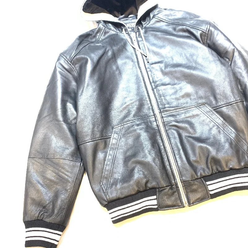 Jakewood Black Lambskin Hooded Bomber Jacket