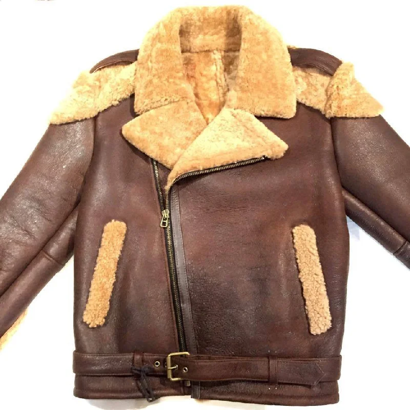 Jakewood Cocoa Biker Style Shearling Jacket