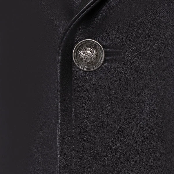 Kashani Black Double Breasted Lambskin 3/4 Trench Coat