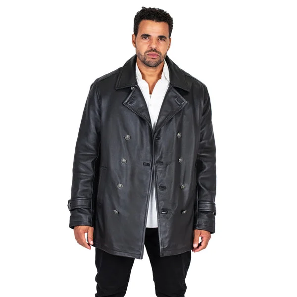 Kashani Black Double Breasted Lambskin 3/4 Trench Coat