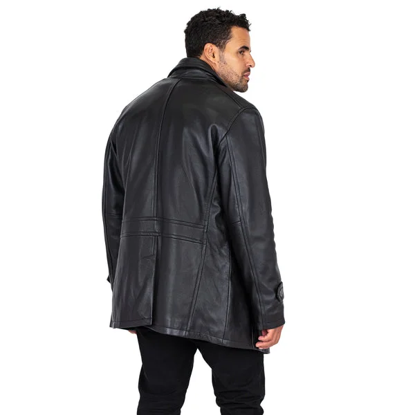 Kashani Black Double Breasted Lambskin 3/4 Trench Coat