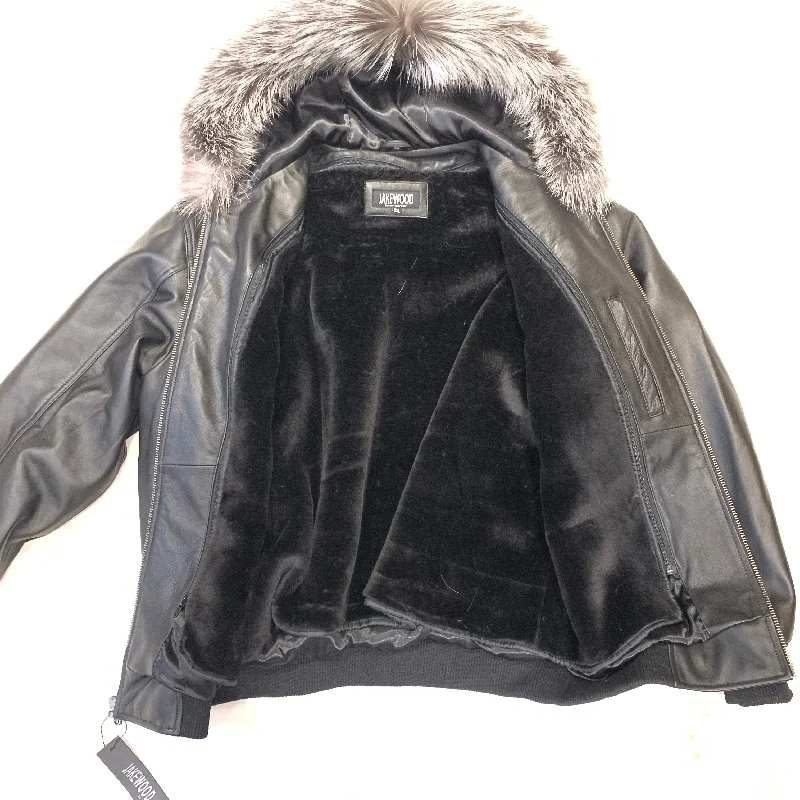 Kashani Black Lambskin Hooded Bomber Jacket