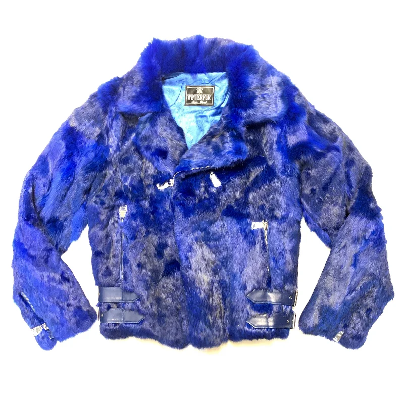 Kashani Blue Rabbit Biker Jacket