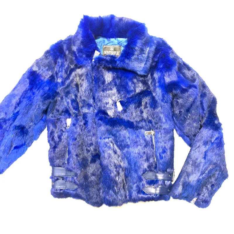 Kashani Blue Rabbit Biker Jacket