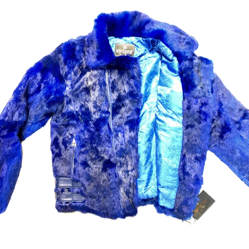 Kashani Blue Rabbit Biker Jacket