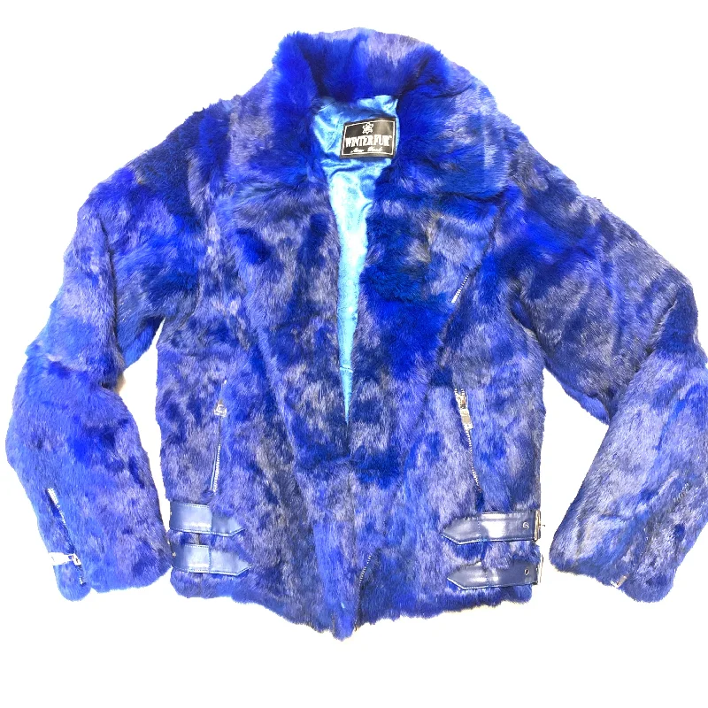 Kashani Blue Rabbit Biker Jacket