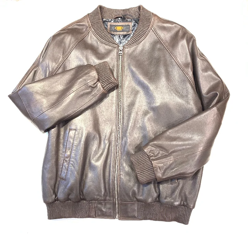 Kashani Chocolate Brown Naked Lambskin Bomber Jacket