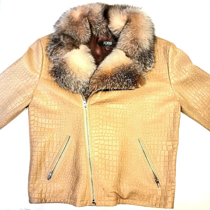 Kashani Dune Alligator Fox Fur Biker Jacket