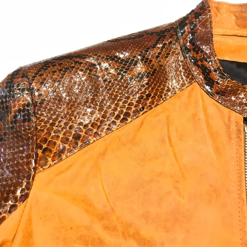 Kashani Honey Comb Python Leather Biker Jacket