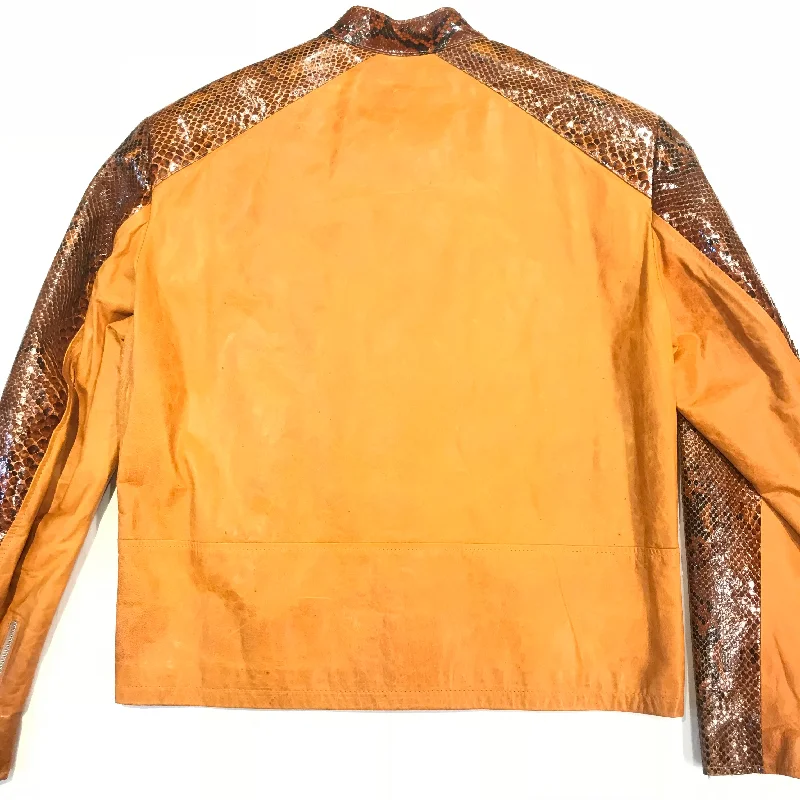 Kashani Honey Comb Python Leather Biker Jacket