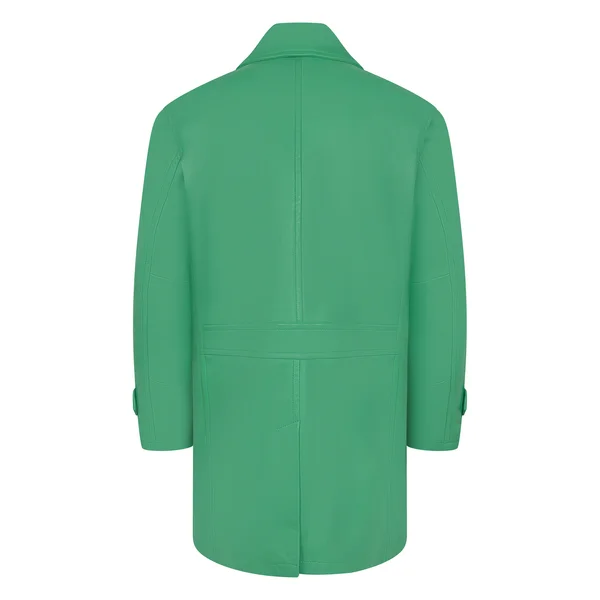 Kashani Kelly Green Double Breasted Lambskin 3/4 Trench Coat