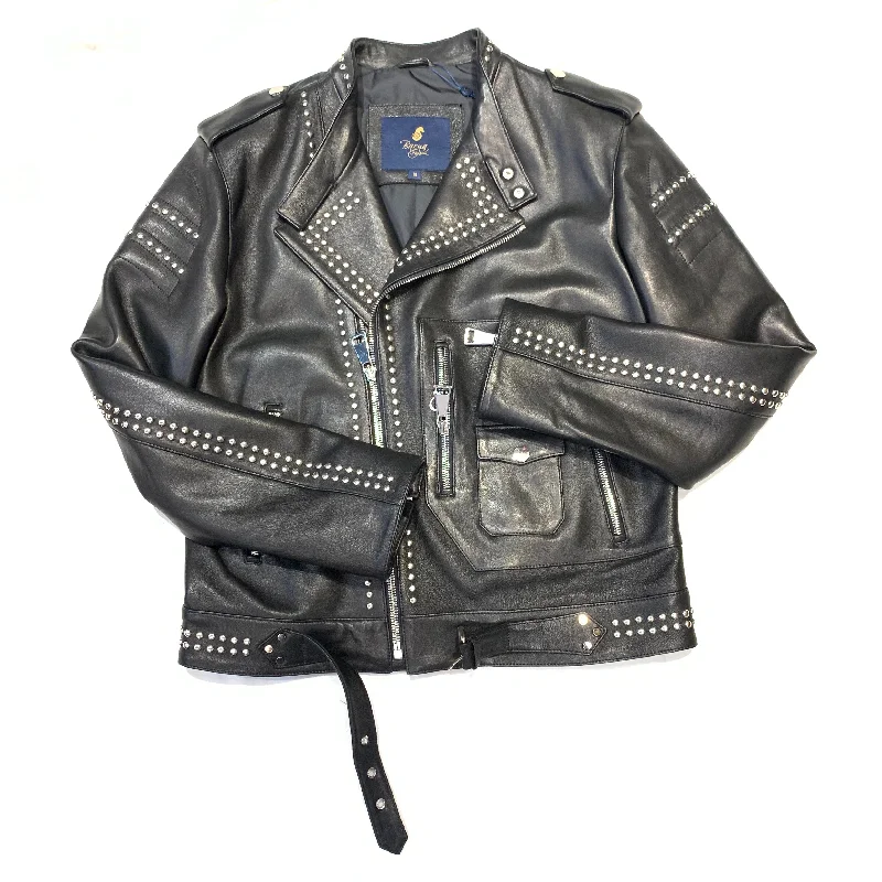 Barya NewYork Flaming Sun Studded Lambskin Biker Jacket